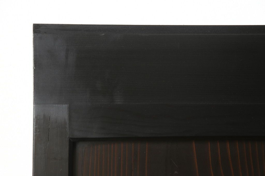 ガラス帯戸3枚をリペア&カスタム!高さをサイズし、調整式のV型戸車を取り付け。本体は現状の色味を活かして仕上げ。(建具、引き戸)