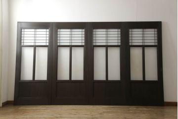 ガラス戸4枚をリペア&カスタム!高さと幅をリサイズし、ダークブラウン色に着色。(引き戸、建具)