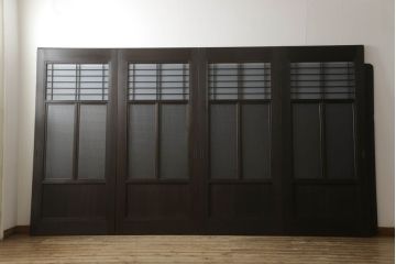 ガラス戸4枚をリペア&カスタム!高さと幅をリサイズし、ダークブラウン色に着色。(引き戸、建具)