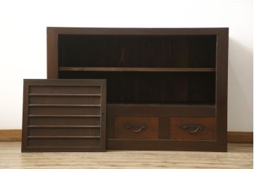 四尺水屋箪笥サイドボードをリペア&カスタム!天板部分の塗り直し、現状のお品物に合わせて1トーン程落ち着いた色に着色し、修繕箇所は本体と馴染むように。(食器棚、収納棚、キャビネット)