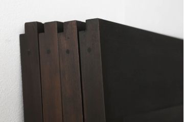 組子帯戸4枚をリペア&カスタム!高さと幅をリサイズし、レーザー加工による組子デザインの枠を製作。表はクリアガラス、裏はすりガラスに交換。色味は当店商品を参考に着色。(引き戸、帯戸)