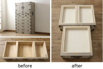 総桐箪笥をリペア&カスタム!中央の小引き出しに内部トレー及びトレー支えを製作。(桐箪笥、和タンス、衣装箪笥、着物箪笥、桐たんす)