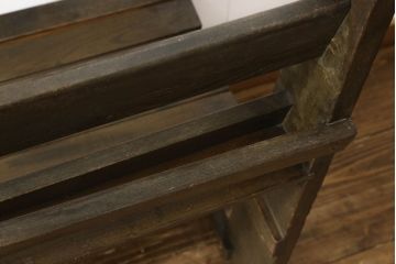 チャーチベンチをリペア&カスタム!脚の四隅にL字型の金具を取り付け強度の補強。現状の品物に合わせて1トーン程落ち着いた色に着色。(木製ベンチ、長椅子、ベンチ)