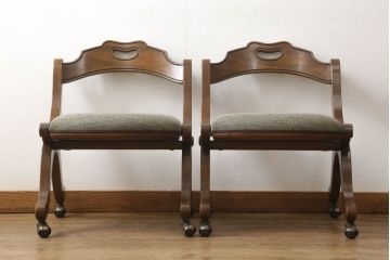 ダイニングチェア4脚をリペア&カスタム!ウレタンスポンジを交換し、希望の生地で座面を張替え。本体は元の木色をベースにキズをなじませて仕上げ。(サイドチェア、椅子、イス)