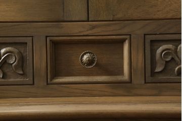 食器棚をリペア&カスタム!既存のガラスをすべてダイヤガラスに交換。本体は現状をベースにして1トーン程落ち着いた色味に着色。(キャビネット、収納棚、戸棚、ヴィンテージ)