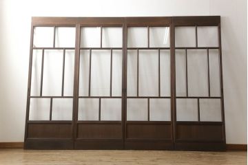 ガラス戸4枚をリペア&カスタム!高さをリサイズし、全てのガラスを新品のクリアガラスに交換。色味は当店商品を参考に着色。(引き戸、建具)