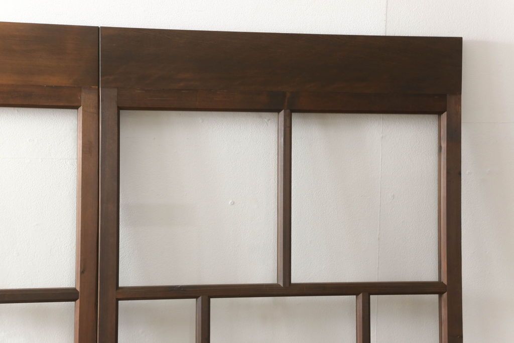 ガラス戸4枚をリペア&カスタム!高さをリサイズし、全てのガラスを新品のクリアガラスに交換。色味は当店商品を参考に着色。(引き戸、建具)