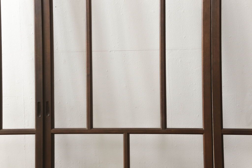 ガラス戸4枚をリペア&カスタム!高さをリサイズし、全てのガラスを新品のクリアガラスに交換。色味は当店商品を参考に着色。(引き戸、建具)