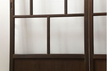 ガラス戸4枚をリペア&カスタム!高さをリサイズし、全てのガラスを新品のクリアガラスに交換。色味は当店商品を参考に着色。(引き戸、建具)