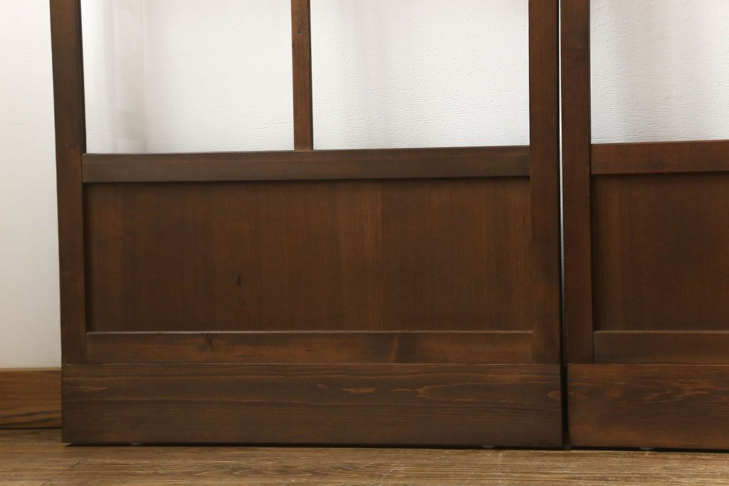 ガラス戸4枚をリペア&カスタム!高さをリサイズし、全てのガラスを新品のクリアガラスに交換。色味は当店商品を参考に着色。(引き戸、建具)