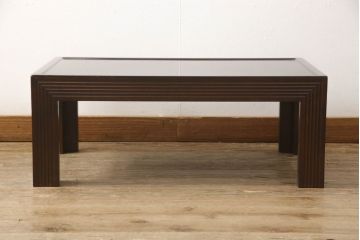 松本民芸家具のG型座卓の見た目を変えずに奇麗にリペア!お客様のご希望に合わせて塗装を剥離して、輪ジミのできにくい塗料で再塗装。(センターテーブル、リビングテーブル、ローテーブル)