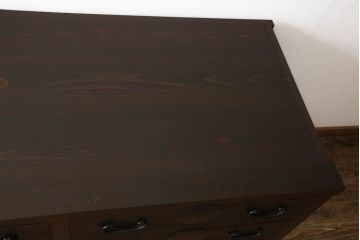 明治時代の収納箪笥の見た目を変えずに奇麗にリペア!現状をベースに着色。(時代箪笥、整理タンス、収納たんす、引き出し、ローチェスト、ローボード)