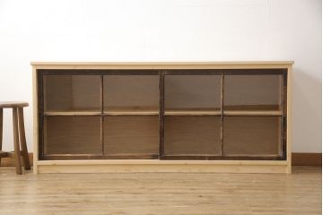 サイドボードをリペア&カスタム!クリアガラスを取り付け、蜜?ワックスで仕上げ。(収納棚、サイドキャビネット、ローボード)