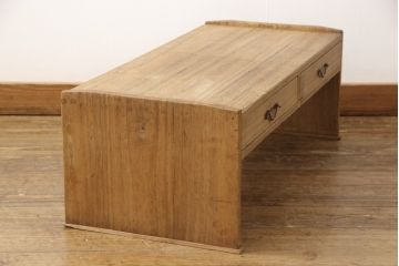 大正昭和初期の文机の見た目を変えずに綺麗にリペア!蜜?ワックス仕上げ。(ローテーブル、座机、作業台、ワークデスク、在宅用、在宅ワーク用)