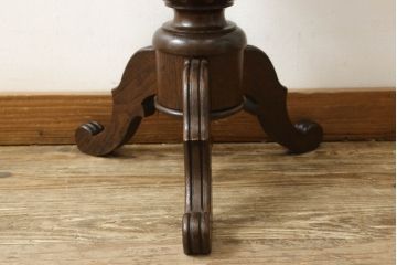 大正初期のスツールをリペア&カスタム!座面の生地を張替え、1トーン落ち着いた色味に着色仕上げ。(丸椅子、回転椅子、回転チェア、イス)