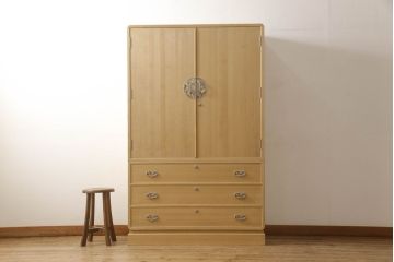 加茂総桐箪笥の見た目を変えずに綺麗にリペア!本来の美しさを活かした木地色仕上げ。(胴厚・四方丸、桐タンス、桐たんす、着物箪笥)