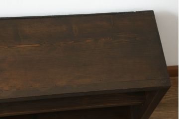 昭和初期の飾り棚をリペア&カスタム!A4サイズに合わせて棚板を調整。1トーン濃い色味に着色仕上げ。(オープンラック、本棚、書棚、陳列棚、収納棚、サイドボード、サイドキャビネット、店舗什器)