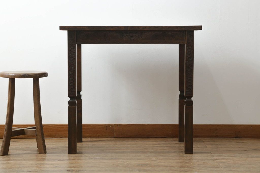 ローテーブルをリペア&カスタム!脚を加工し高さを上げ、全体を1トーン落ち着いた色味で着色仕上げ。(コーヒーテーブル、カフェテーブル、サイドテーブル)