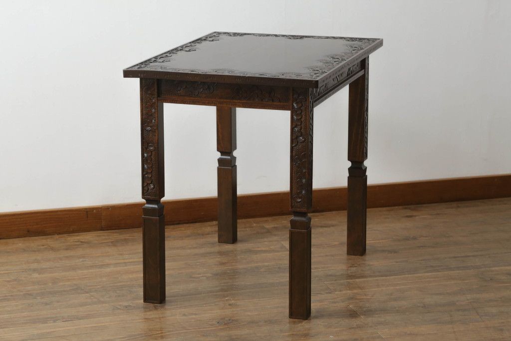 ローテーブルをリペア&カスタム!脚を加工し高さを上げ、全体を1トーン落ち着いた色味で着色仕上げ。(コーヒーテーブル、カフェテーブル、サイドテーブル)