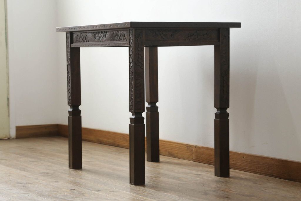 ローテーブルをリペア&カスタム!脚を加工し高さを上げ、全体を1トーン落ち着いた色味で着色仕上げ。(コーヒーテーブル、カフェテーブル、サイドテーブル)