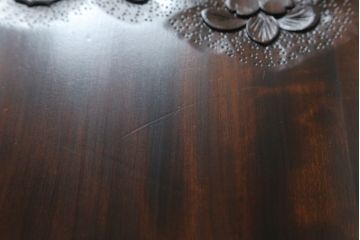 ローテーブルをリペア&カスタム!脚を加工し高さを上げ、全体を1トーン落ち着いた色味で着色仕上げ。(コーヒーテーブル、カフェテーブル、サイドテーブル)