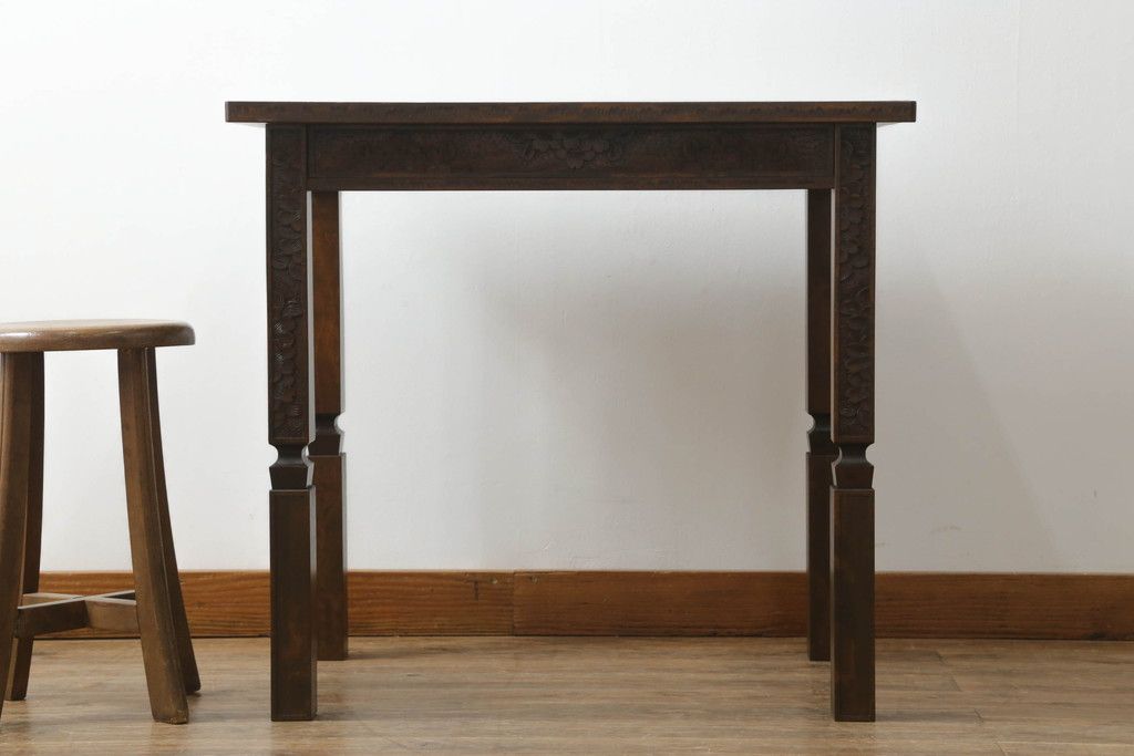 ローテーブルをリペア&カスタム!脚を加工し高さを上げ、全体を1トーン落ち着いた色味で着色仕上げ。(コーヒーテーブル、カフェテーブル、サイドテーブル)