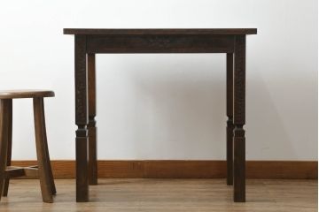 ローテーブルをリペア&カスタム!脚を加工し高さを上げ、全体を1トーン落ち着いた色味で着色仕上げ。(コーヒーテーブル、カフェテーブル、サイドテーブル)