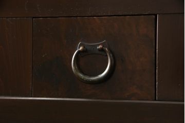 水屋箪笥をリペア&カスタム!下段に棚板を製作し追加。網部分をクリアガラスに変更。1トーン落ち着いた色味に着色仕上げ。(キャビネット、食器棚、収納棚、戸棚)