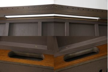 ドレクセルヘリテイジの大型キャビネットをリペア&カスタム!テレビを設置できるよう上段の棚を取り除き、装飾を移設。引き出しはフラップダウン式に加工。(テレビ台、AVボード、収納棚、戸棚)