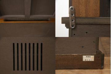 ドレクセルヘリテイジの大型キャビネットをリペア&カスタム!テレビを設置できるよう上段の棚を取り除き、装飾を移設。引き出しはフラップダウン式に加工。(テレビ台、AVボード、収納棚、戸棚)