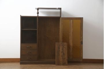 戸棚をリペア&カスタム!扉のガラスを模様入りのカラーガラスに変更。(収納棚、本箱、キャビネット、引き出し)