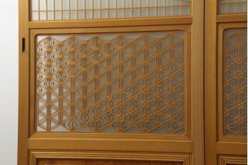 組子入りガラス帯戸をリペア&カスタム!設置場所に合わせて高さをリサイズ。(帯戸、引き戸、ガラス戸、建具)