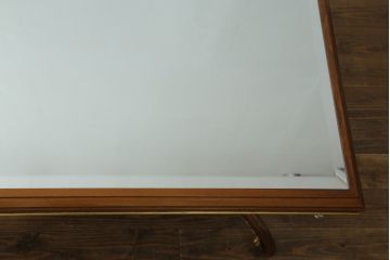 センターテーブルをリペア&カスタム!高品質リペアを施し、鏡を天板として設置。1トーン落ち着いた色味に着色仕上げ。(リビングテーブル、ローテーブル)