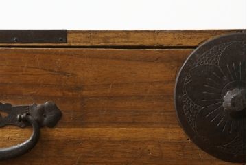 昭和初期の会津衣装箪笥をリペア&カスタム!上下分けて使用できるよう、内側から天板補強。鉄脚を取り付け、クリアワックスで仕上げ。(ローボード、ローチェスト、和たんす、時代箪笥、収納箪笥、衣装箪笥、引き出し、テレビ台)