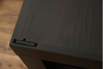 水屋箪笥サイドボードをリペア&カスタム!高さと奥行きをリサイズし、正面の出ている耳はカット。本体は現状をベースに着色。(キャビネット、収納棚、戸棚、食器棚)