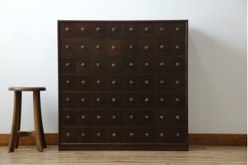 薬箪笥をリぺア&カスタム!同時購入の箪笥に合わせた色味に着色し、雰囲気を損なわぬよう仕上げ。(小物収納、総桐箪笥、総桐たんす、整理箪笥、チェスト)