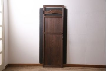 トイレ扉を新規製作!当店商品を参考にデザイン。ダイヤガラスを組み入れ。表示錠、鍵、蝶番、戸車を取り付け。(木製扉、建具)