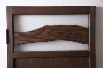 トイレ扉を新規製作!当店商品を参考にデザイン。ダイヤガラスを組み入れ。表示錠、鍵、蝶番、戸車を取り付け。(木製扉、建具)