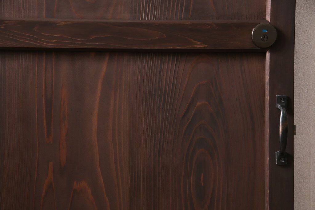 トイレ扉を新規製作!当店商品を参考にデザイン。ダイヤガラスを組み入れ。表示錠、鍵、蝶番、戸車を取り付け。(木製扉、建具)