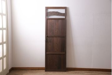 トイレ扉を新規製作!当店商品を参考にデザイン。ダイヤガラスを組み入れ。表示錠、鍵、蝶番、戸車を取り付け。(木製扉、建具)