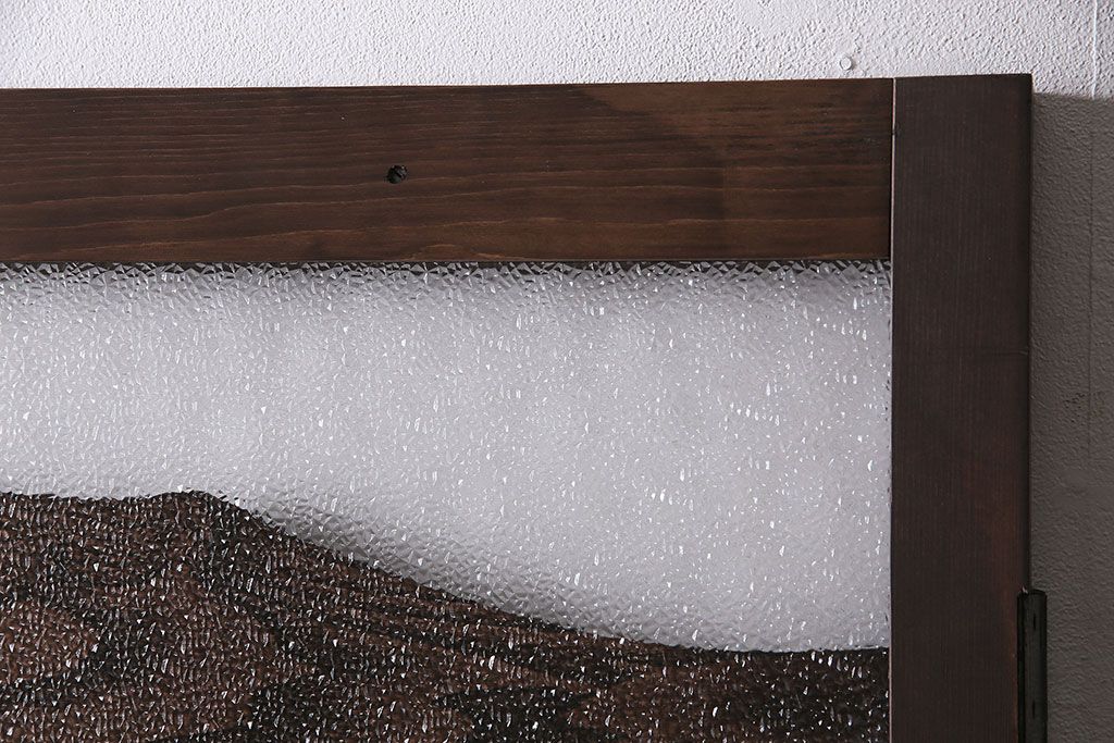 トイレ扉を新規製作!当店商品を参考にデザイン。ダイヤガラスを組み入れ。表示錠、鍵、蝶番、戸車を取り付け。(木製扉、建具)