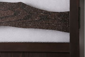 トイレ扉を新規製作!当店商品を参考にデザイン。ダイヤガラスを組み入れ。表示錠、鍵、蝶番、戸車を取り付け。(木製扉、建具)