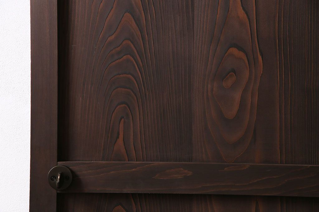 トイレ扉を新規製作!当店商品を参考にデザイン。ダイヤガラスを組み入れ。表示錠、鍵、蝶番、戸車を取り付け。(木製扉、建具)