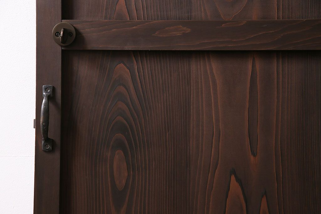 トイレ扉を新規製作!当店商品を参考にデザイン。ダイヤガラスを組み入れ。表示錠、鍵、蝶番、戸車を取り付け。(木製扉、建具)