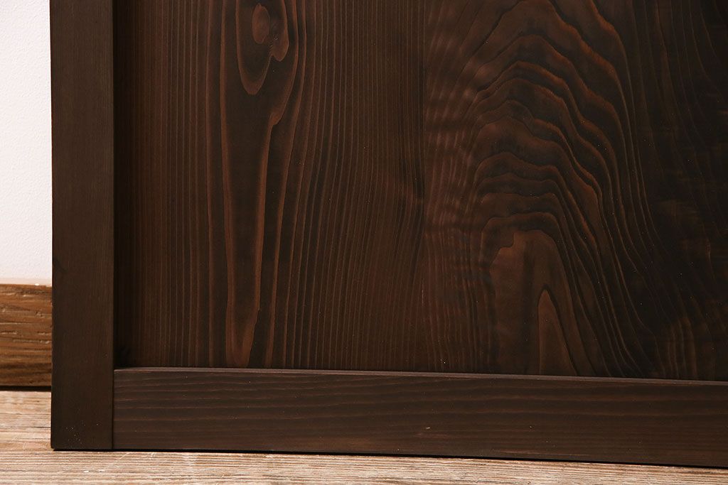 トイレ扉を新規製作!当店商品を参考にデザイン。ダイヤガラスを組み入れ。表示錠、鍵、蝶番、戸車を取り付け。(木製扉、建具)