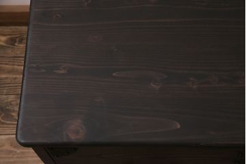 フラップダウン扉のテレビ台を新規製作!アンティーク箪笥の金具を取り付け。天板のエッジ加工。背面穴開け加工。お手持ちの家具に近しい色味で着色し仕上げ。(ローボード、テレビボード、収納棚)