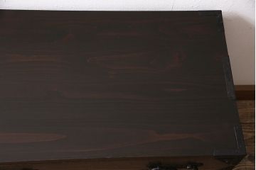 小箪笥を新規製作!栗材、桐材、ヒノキ材で製作。アンティーク仙台箪笥の金具を使用し、不足分は新たに製作。濃い茶色で着色し仕上げ。(収納箪笥、衣装箪笥、引き出し)※金具代別途※