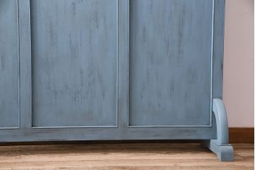 フック付き衝立を新規製作!当店商品を参考にデザイン。両面にフックの取り付け。ブルー系のエイジング塗装で仕上げ(つい立て、パーテーション)