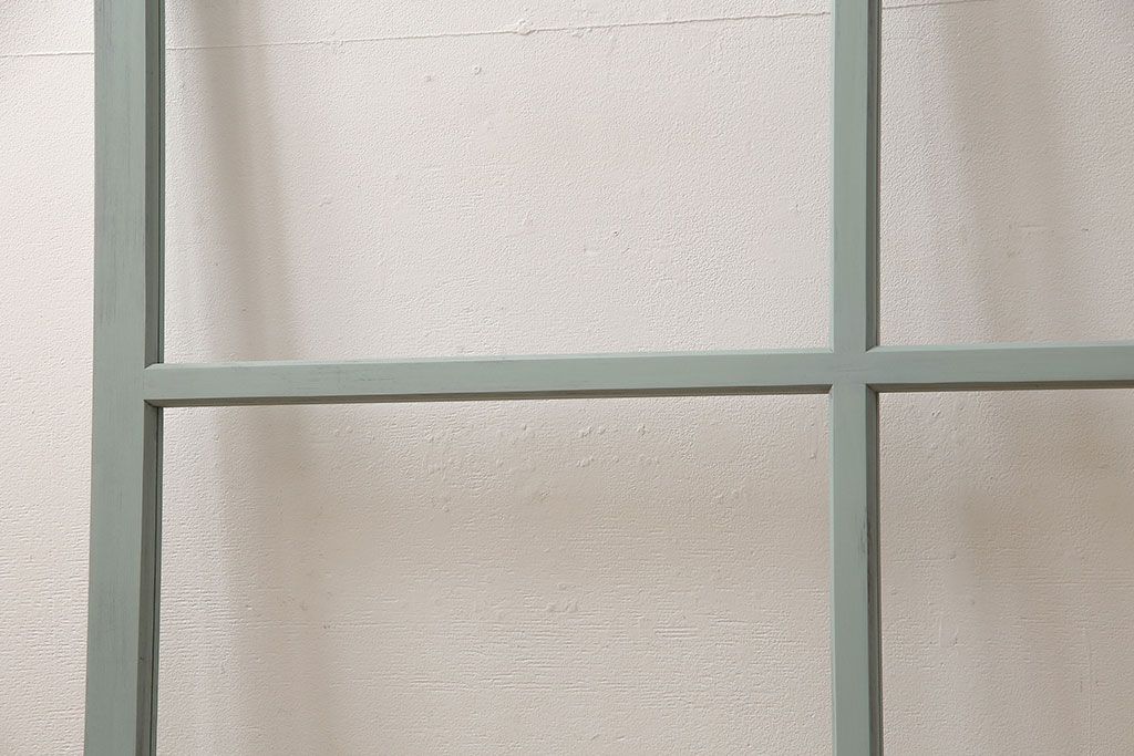 ガラス窓を新規製作!クリアガラスを組み入れ。バターミルクペイントのブルー系でペイント仕上げ。(ガラス戸、建具)