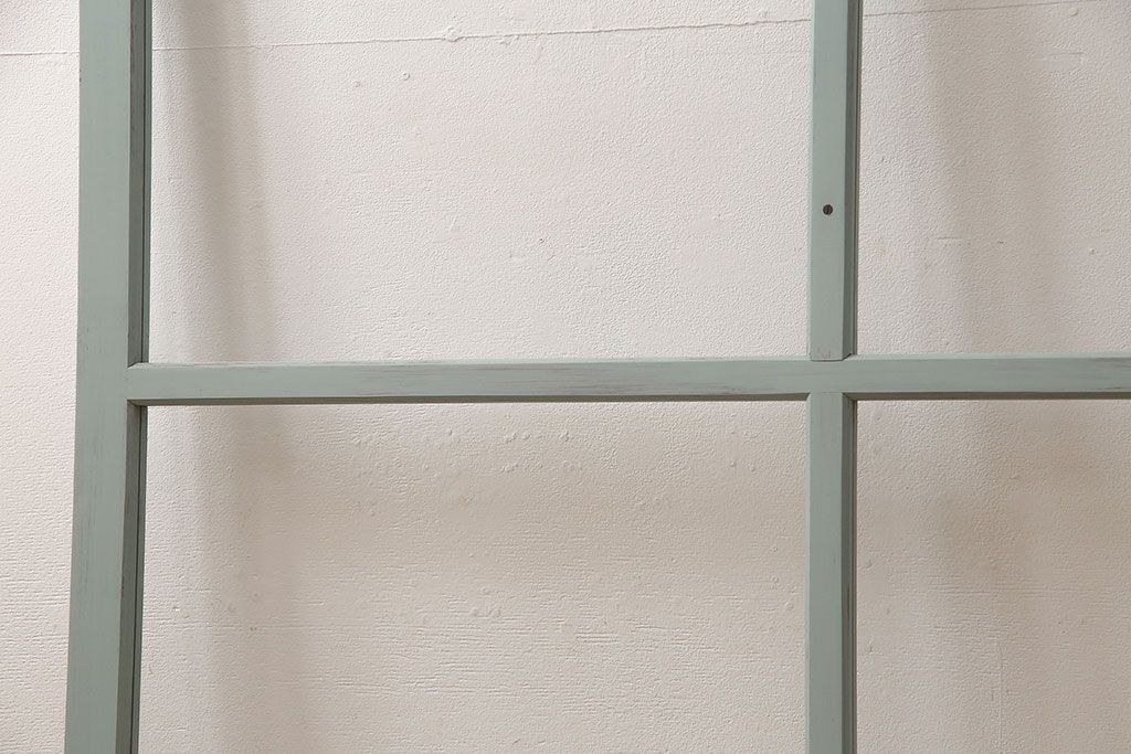 ガラス窓を新規製作!クリアガラスを組み入れ。バターミルクペイントのブルー系でペイント仕上げ。(ガラス戸、建具)